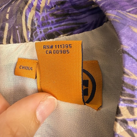 Tory Burch Purple/Blue Peacock Print Sleeveless‎ Tank Top Tunic Women's Size 6 - Picture 3 of 6